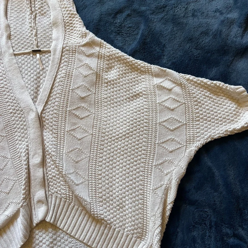 Free People Cream Oversized Slouchy Cable Knit Cardigan